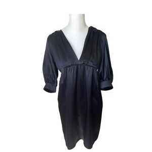 Amanda Uprichard 100% Silk Black V-Neck Dress